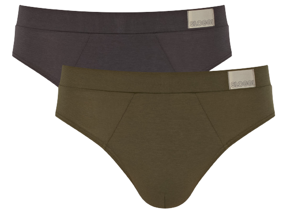 Heren GO 2-Pack Natural Brief Groen/Bruin