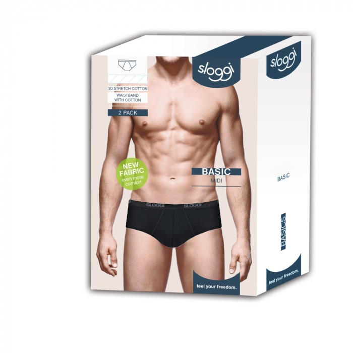 MEN Basic Heren Midi 2-Pack Zwart MEN Basic Heren Midi 2-Pack Zwart