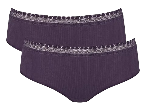 Go Ribbed Dames Hipster 2-Pack Blueberry