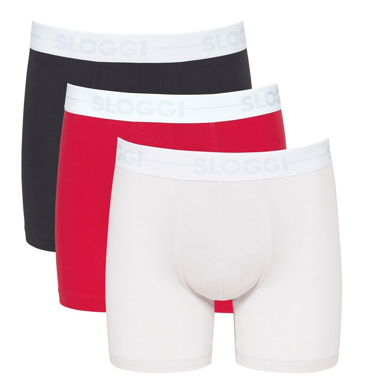 MEN Heren Go Short 3-Pack Antraciet/Rood/Ivoor