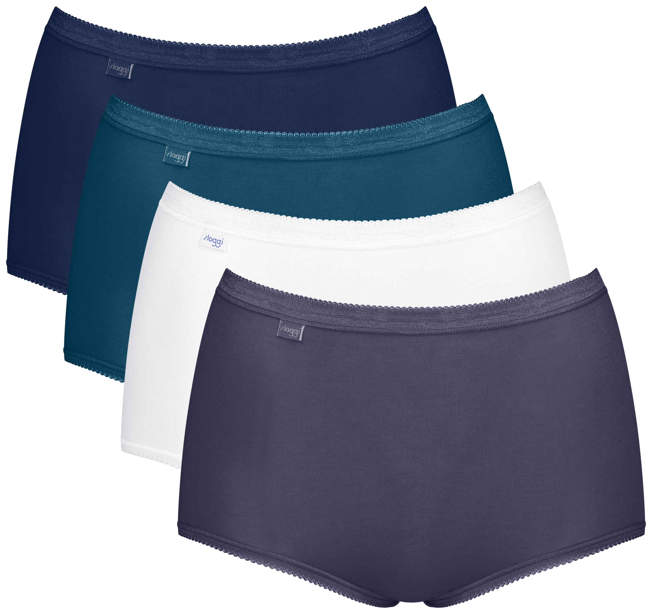 Sloggi Basic Dames Basic+ Maxi White/Blue 4-Pack