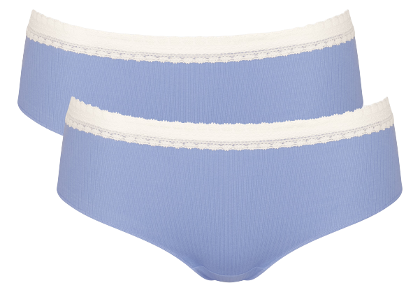 Dames GO 2-Pack Ribbed Hipster Blauw