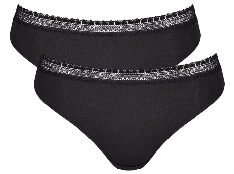 Go Ribbed Dames Tai 2-Pack Zwart